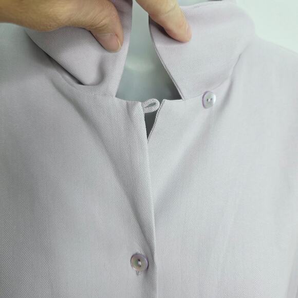 Pendleton Lavender Button Front Short Sleeve Silk Women's Blouse/Top 12 Petite - Picture 3 of 12